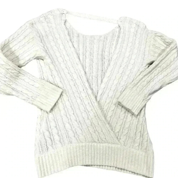 Buckle Black White Cable Knit Open Back Sweater Size Small - Picture 2 of 3